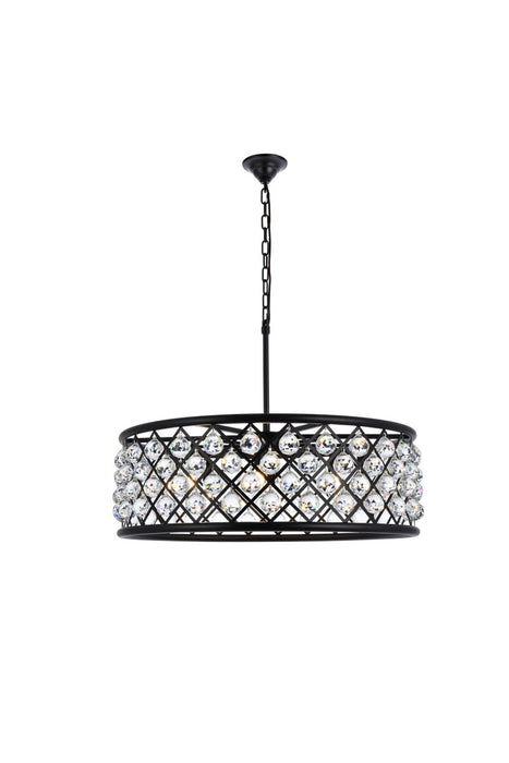 Madison 8-Light Chandelier in Matte Black with Clear Royal Cut Crystal