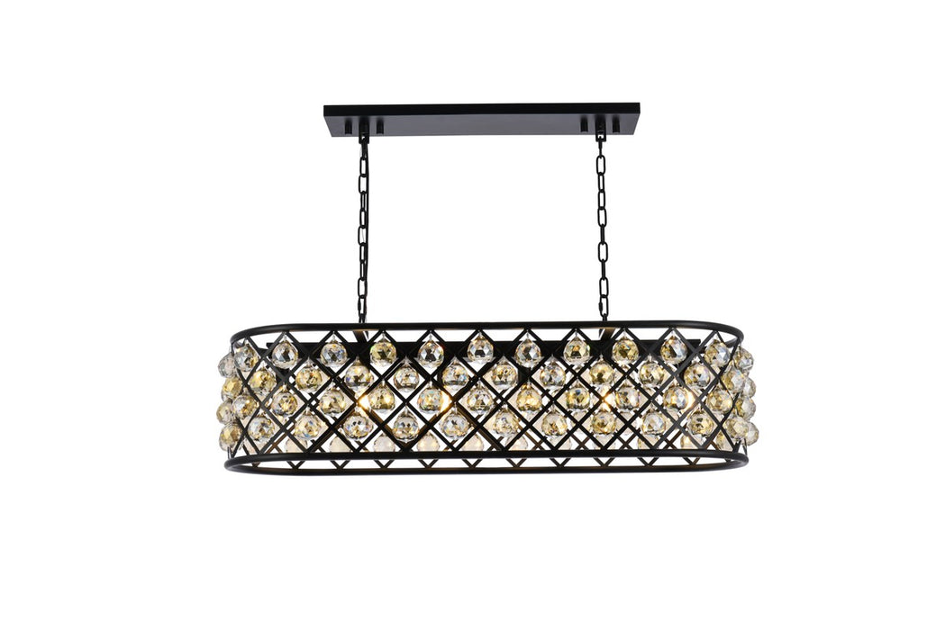 Madison 6-Light Chandelier in Matte Black with Golden Teak (Smoky) Royal Cut Crystal