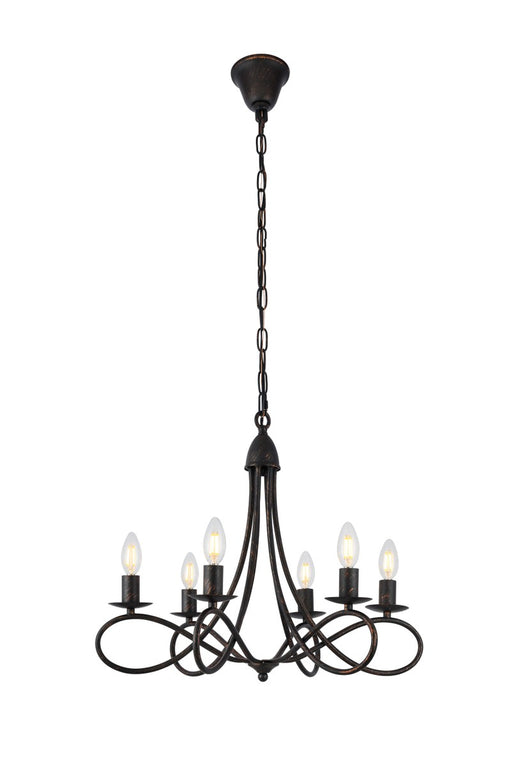 Lyndon 6-Light Pendant in Dark Bronze