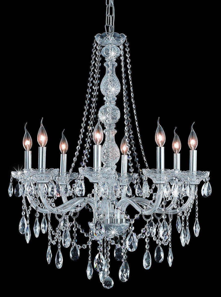 Verona 8-Light Chandelier in Chrome with Clear Royal Cut Crystal