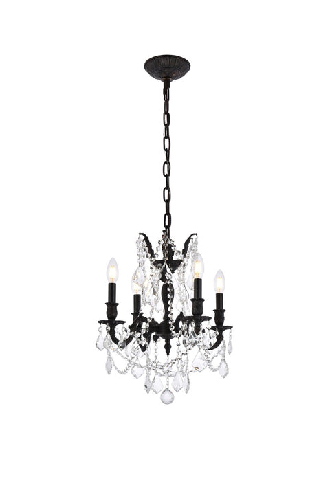 Rosalia 4-Light Pendant in Dark Bronze with Clear Royal Cut Crystal