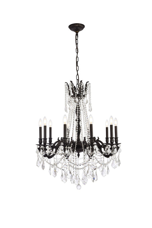 Rosalia 10-Light Chandelier in Dark Bronze with Clear Royal Cut Crystal