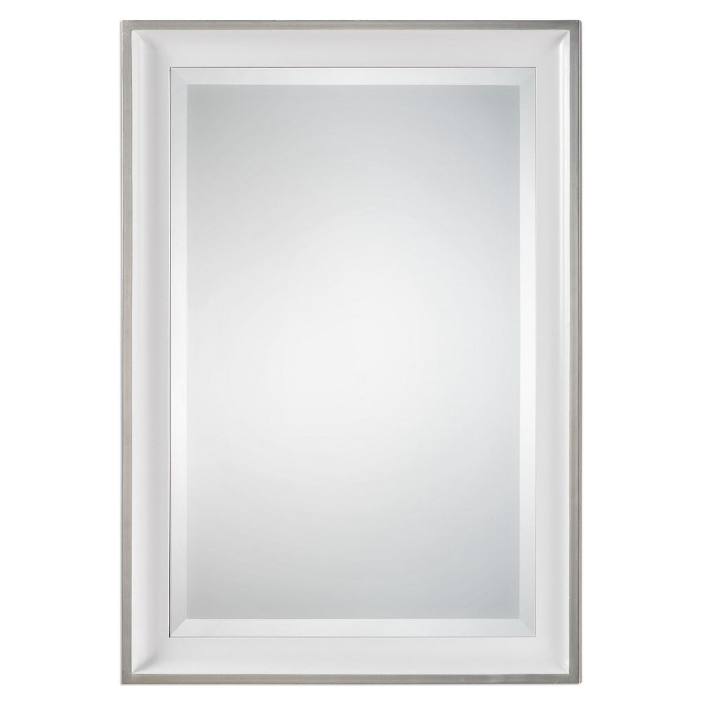 Uttermost 09081 Lahvahn Gloss White Silver Mirror