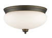 Amon 3 Light Flush Mount in Olde Bronze with Matte Opal Glass