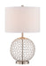 Mabon Table Lamp in Polished Steel with White Fabric Shade, E27 Type, CFL 23W