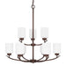 Dixon Nine Light Chandelier in Bronze