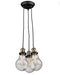 Edison Chandelier In Matte Black & Vintage Brass