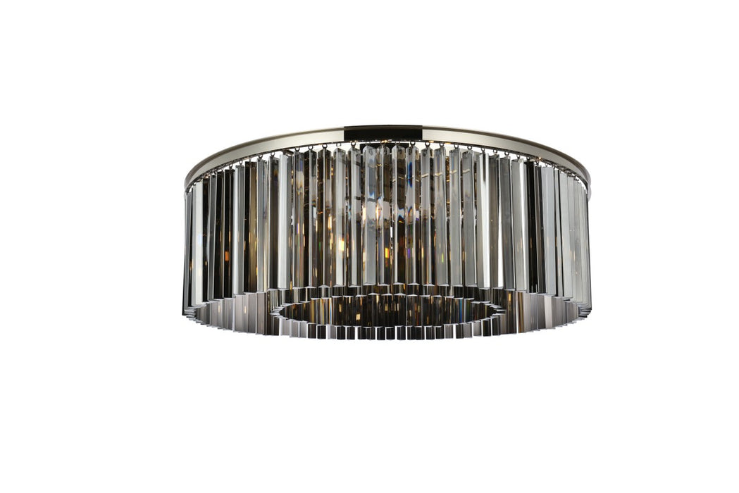 Sydney 10-Light Flush Mount in Polished Nickel with Silver Shade (Grey) Royal Cut Crystal