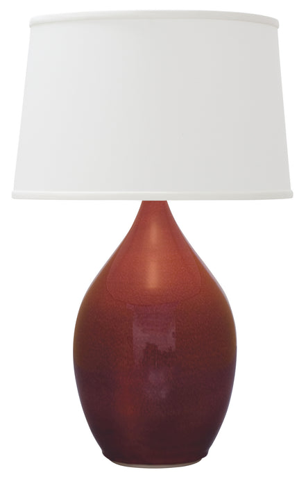 Scatchard 21 Inch Stoneware Table Lamp in Crimson Red with White Linen Hardback