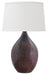 Scatchard 21 Inch Stoneware Table Lamp in Decorated Red with White Linen Hardback