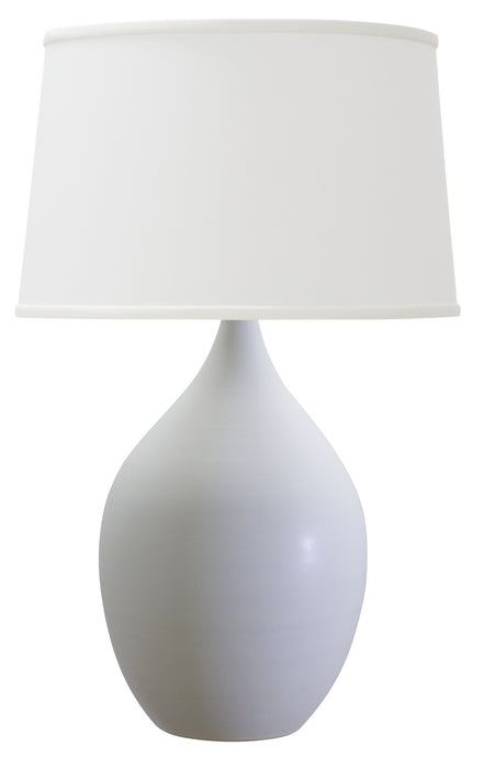 Scatchard 21 Inch Stoneware Table Lamp in White Matte with White Linen Hardback