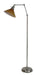 Otis Industrial Floor Lamp in Satin Nickel with Glass Shade