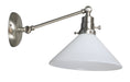 Otis Industrial Wall Lamp-Direct Wire Only in Satin Nickel with Glass Shade