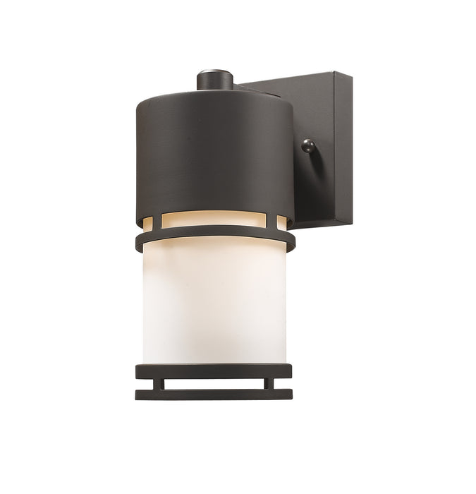 Luminata 1 Light Outdoor Wall Light in Deep Bronze with Matte Opal Glass