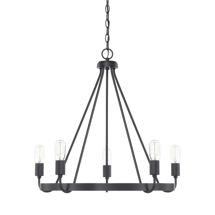 Tanner Five Light Chandelier in Matte Black