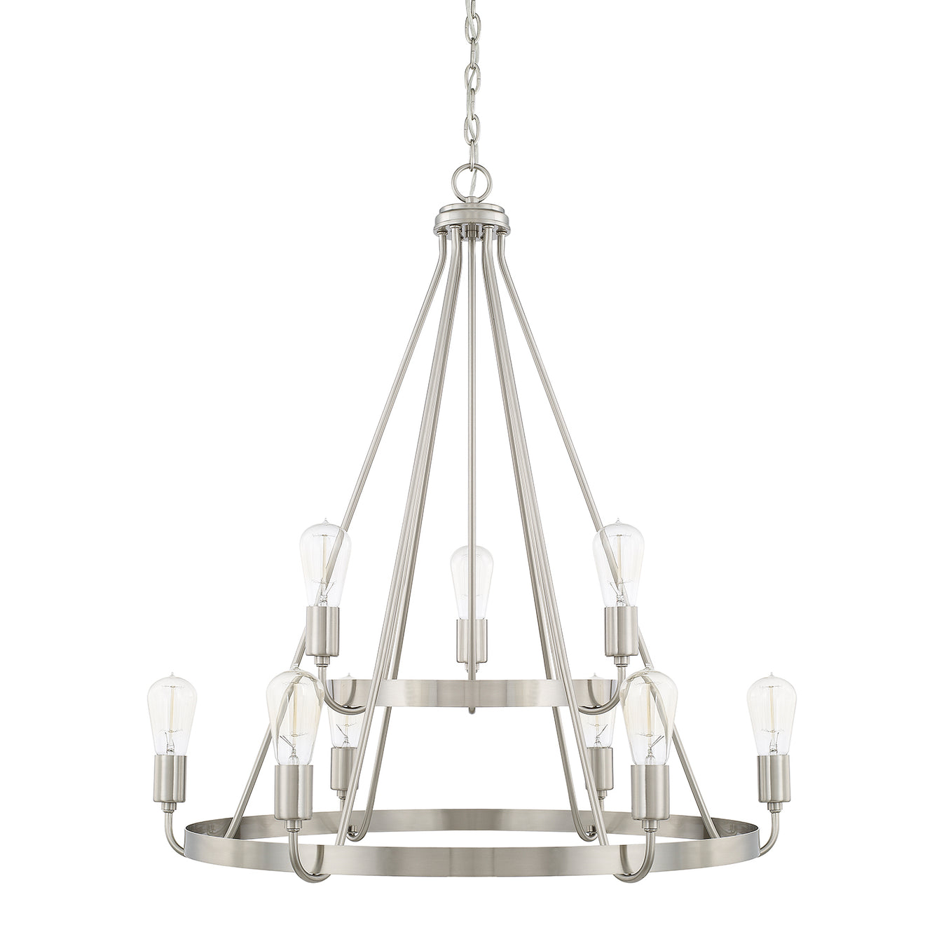 Tanner Nine Light Chandelier in Brushed Nickel