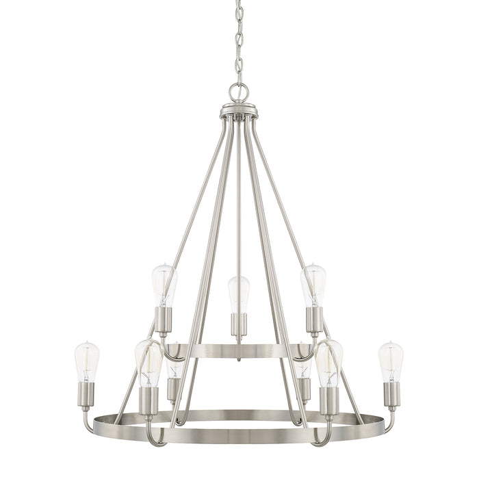 Tanner Nine Light Chandelier in Brushed Nickel