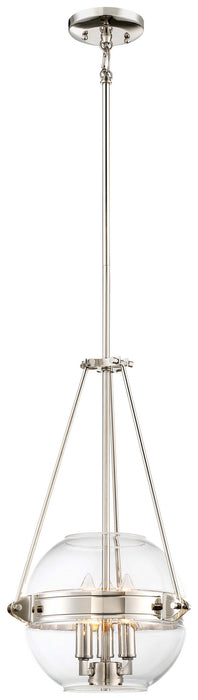 Atrio 3-Light Pendant in Polished Nickel & Clear Glass - Lamps Expo