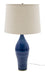 27 Inch Scatchard Table Lamp in Blue Gloss with Off White Linen Hardback