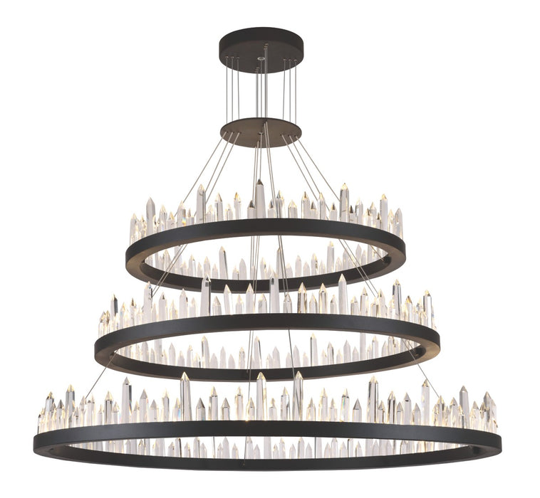 Malta 128-Light Chandelier in Satin Dark Grey with Clear Royal Cut Crystal