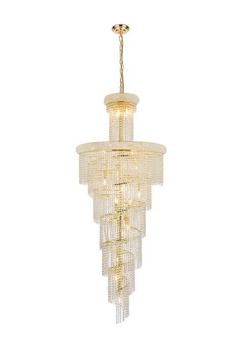 Spiral 28-Light Chandelier in Gold with Clear Royal Cut Crystal