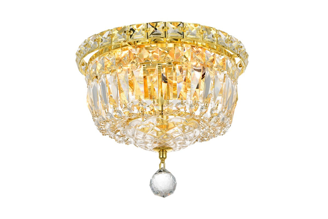 Tranquil 4-Light Flush Mount in Gold with Clear Royal Cut Crystal