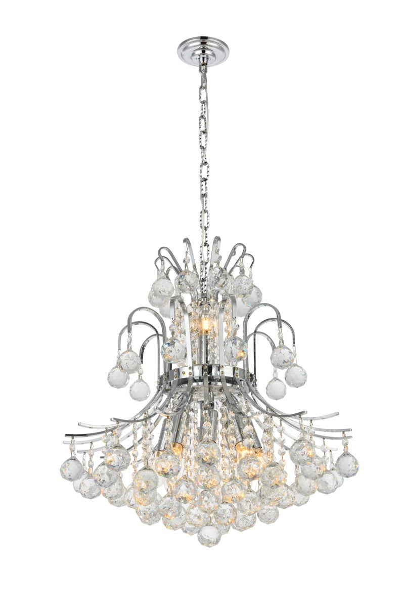 Toureg 10-Light Pendant in Chrome with Clear Royal Cut Crystal