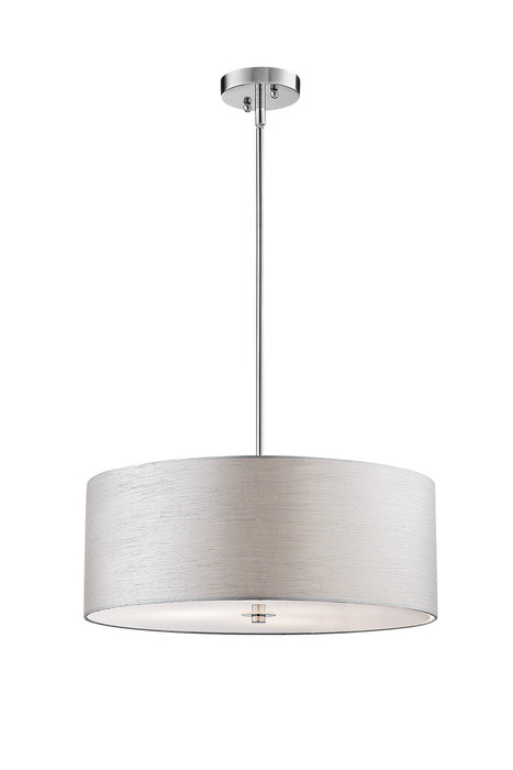 Silvain Pendant in Chrome Silver Fabric Shade - Lamps Expo