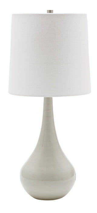 22.5 Inch Scatchard Table Lamp in Gray Gloss with White Linen Hardback