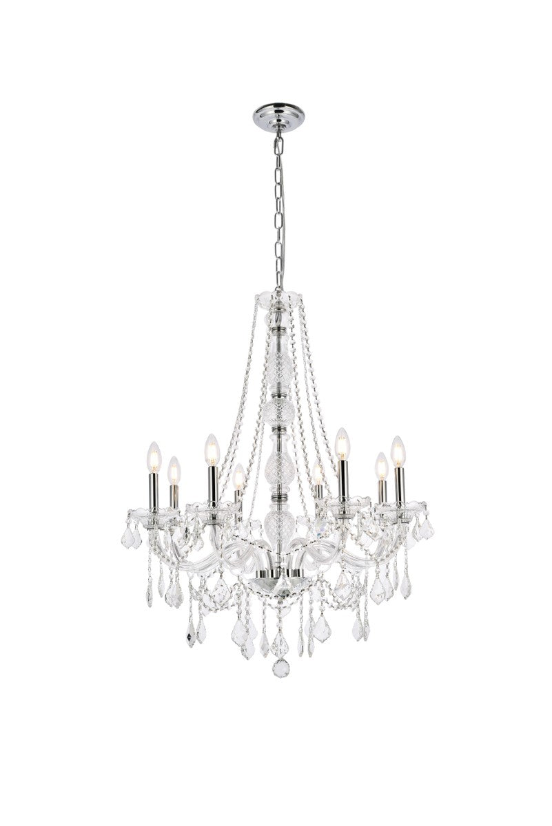 Verona 8-Light Chandelier in Chrome with Clear Royal Cut Crystal