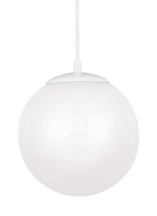 Leo - Hanging Globe Medium LED Pendant in White with Smooth White�Glass