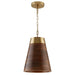 Dodd One Light Pendant in Dark Wood and True Brass