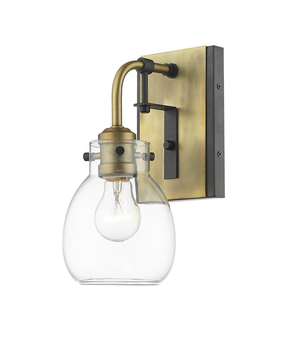 Kraken 1 Light Wall Sconce in Matte Black / Olde Brass