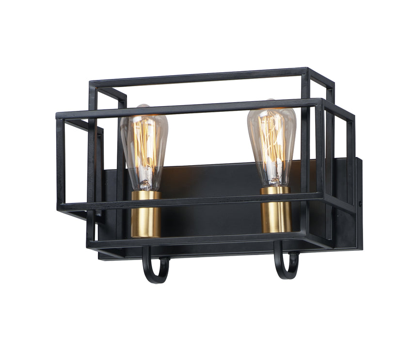 Liner 2-Light Bath Sconce in Black / Satin Brass