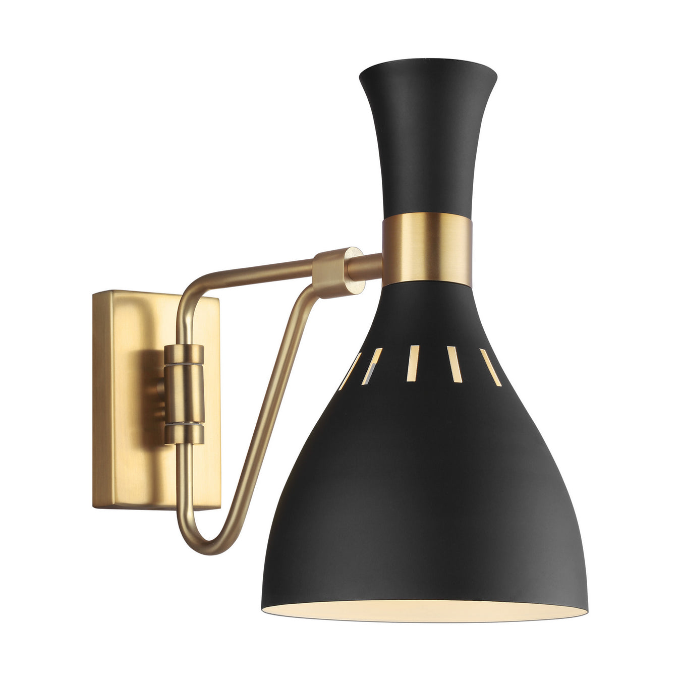 Joan 1-Light Swing Arm Sconce in Midnight Black / Burnished Brass