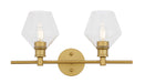 Gene 2-Light Wall Sconce in Brass & Clear Glass