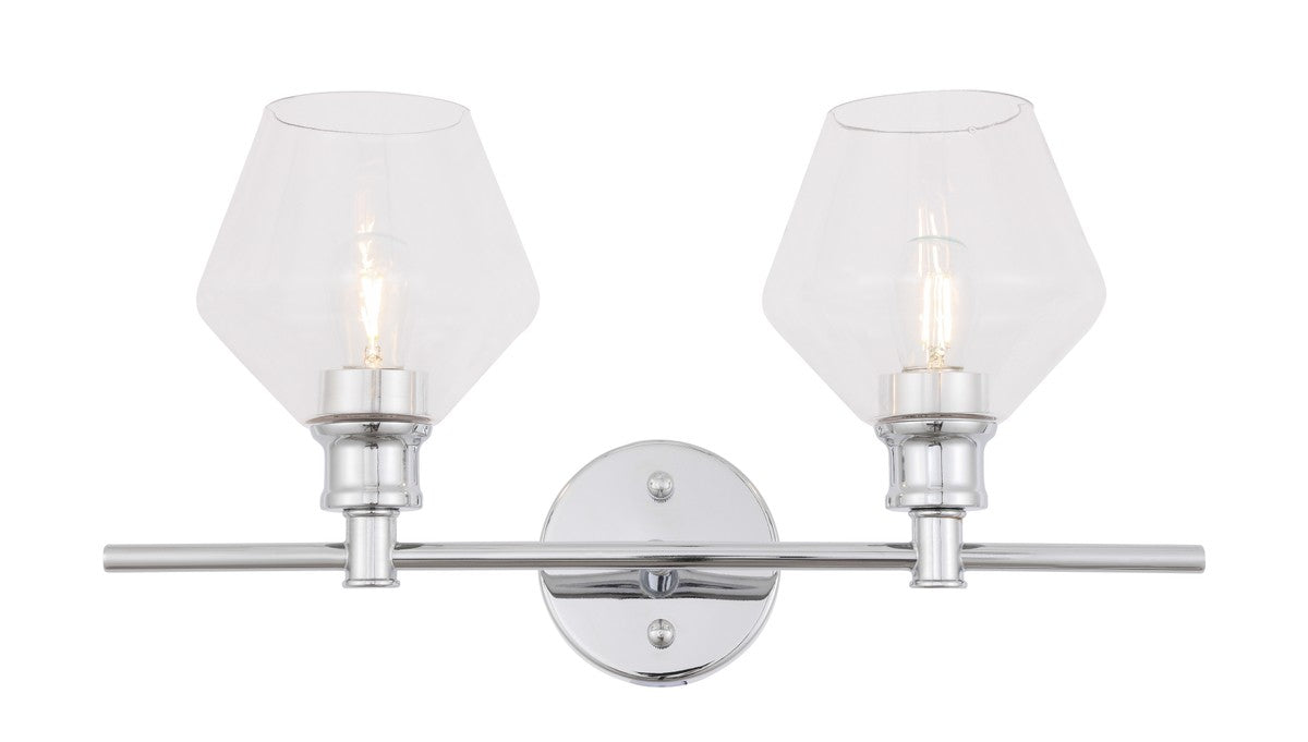 Gene 2-Light Wall Sconce in Chrome & Clear Glass