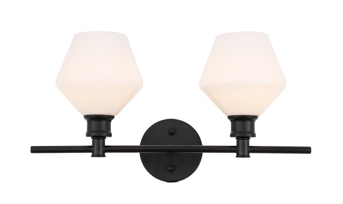 Gene 2-Light Wall Sconce in Black & Frosted White Glass