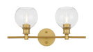 Collier 2-Light Wall Sconce in Brass & Clear Glass