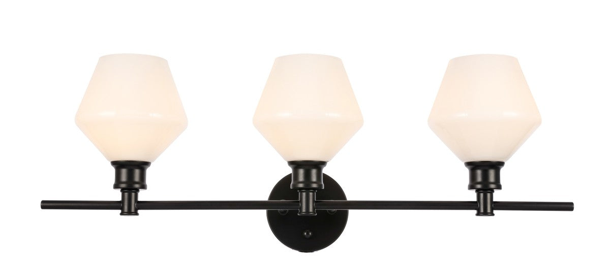 Gene 3-Light Wall Sconce in Black & Frosted White Glass