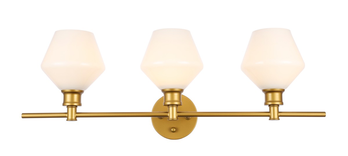 Gene 3-Light Wall Sconce in Brass & Frosted White Glass