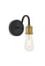 Serif 1-Light Wall Sconce in Brass & Black