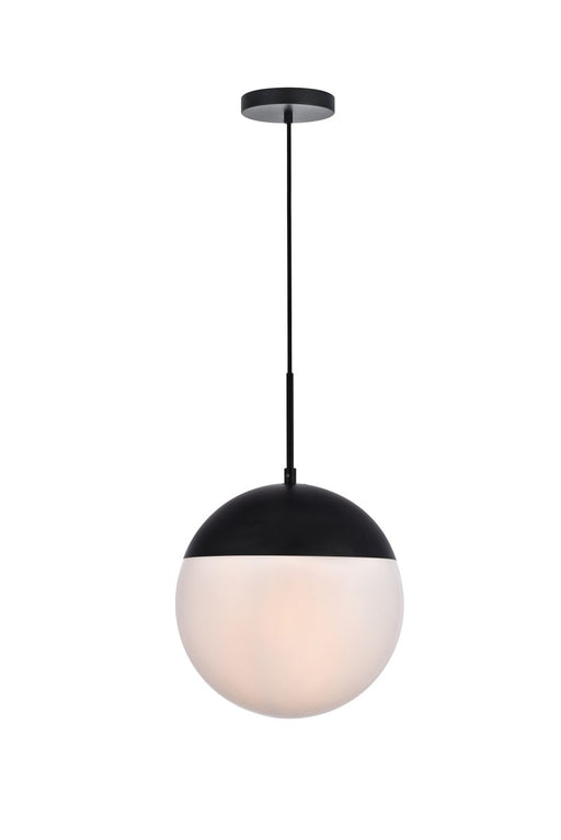 Eclipse 1-Light Pendant in Black & Frosted White