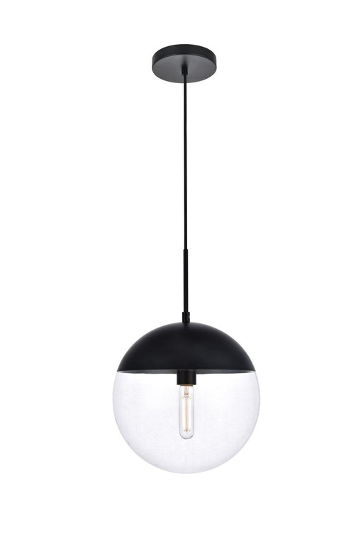 Eclipse 1-Light Pendant in Black & Clear