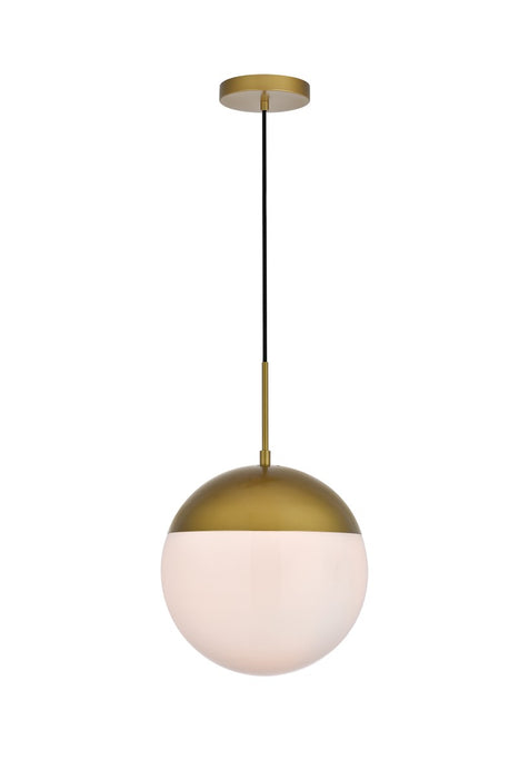 Eclipse 1-Light Pendant in Brass & Frosted White