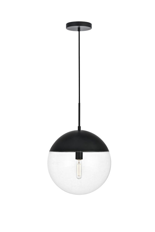 Eclipse 1-Light Pendant in Black & Clear