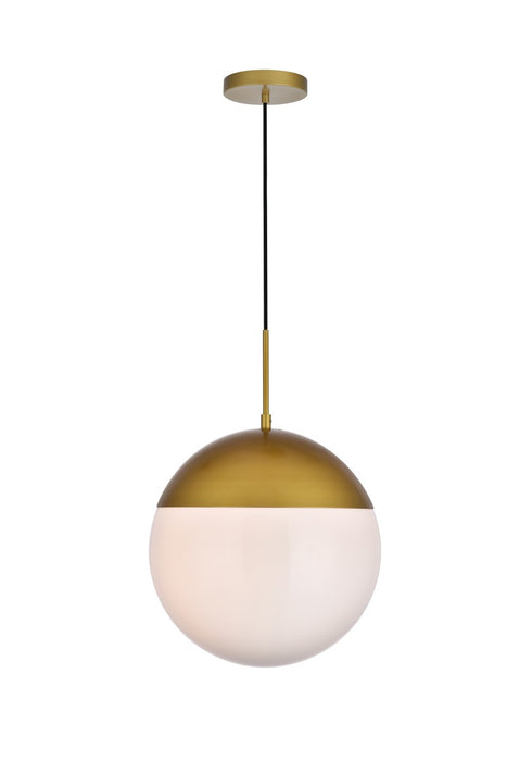 Eclipse 1-Light Pendant in Brass & Frosted White