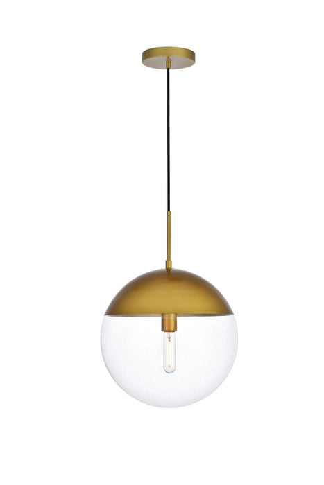 Eclipse 1-Light Pendant in Brass & Clear