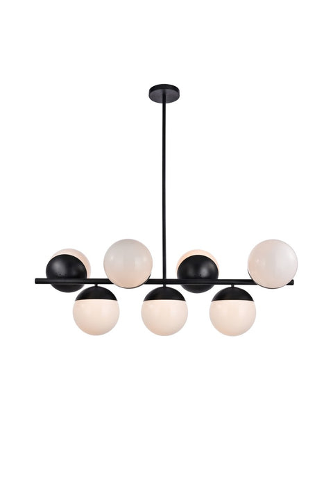 Eclipse 7-Light Pendant in Black & Frosted White