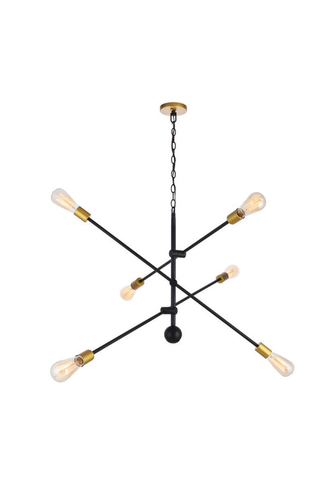 Axel 6-Light Pendant in Black & Brass